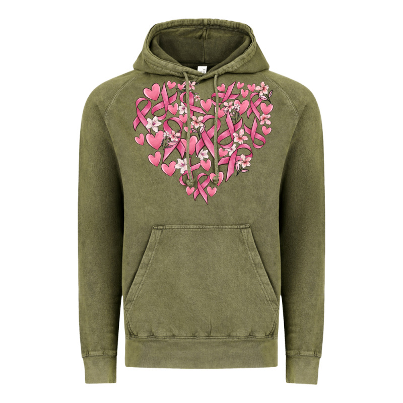 Breast Cancer Awareness Heart Vintage Hoodie by MaliasSmallBusiness | Teevron