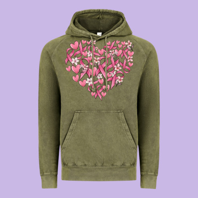 Breast Cancer Awareness Heart Vintage Hoodie Designed By Maliassmallbusiness