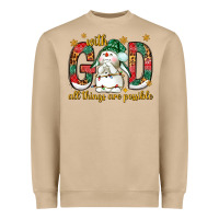 Mushroom With God all things are possible with snowman Heavyweight Sweatshirt - NancyCooperArtShop