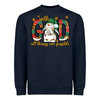 Navy With God all things are possible with snowman Heavyweight Sweatshirt - NancyCooperArtShop
