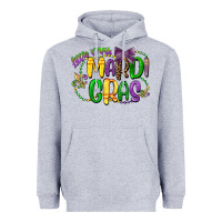 Heather Grey little miss mardi gras Heavyweight Hoodie - CowGirlArtShop