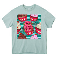 Arona valentines day flower cupcakes and serape seamless pattern Heavy Core Tee - BundleAndBundleShop
