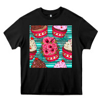 Black valentines day flower cupcakes and serape seamless pattern Heavy Core Tee - BundleAndBundleShop