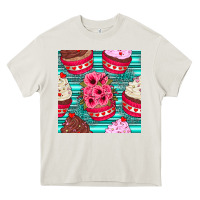 Cream valentines day flower cupcakes and serape seamless pattern Heavy Core Tee - BundleAndBundleShop