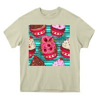 Mossy valentines day flower cupcakes and serape seamless pattern Heavy Core Tee - BundleAndBundleShop