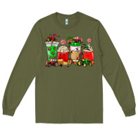 Army Green Christmas tractor coffee cup Long Sleeve Tee - NancyCooperArtShop