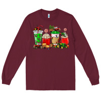 Burgundy Christmas tractor coffee cup Long Sleeve Tee - NancyCooperArtShop