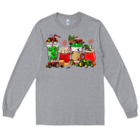 Heather Grey Christmas tractor coffee cup Long Sleeve Tee - NancyCooperArtShop