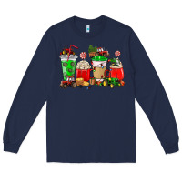 Navy Christmas tractor coffee cup Long Sleeve Tee - NancyCooperArtShop