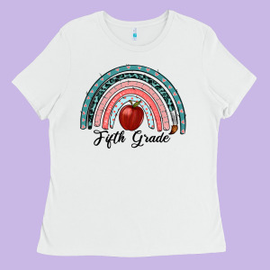 Fifth Grade Rainbow Ladies Tee Designed By Ranaportraitstore