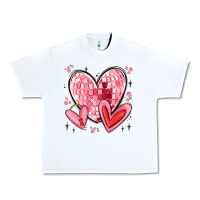 White valentines hearts Urban Heavy Tee - MaliasSmallBusiness
