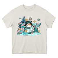 Cream cute coffeecup snowmanand joy Heavy Core Tee - AdoDesignShop