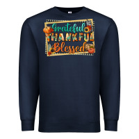 Navy thankful grateful blessed Premium Sweatshirt - CowGirlArtShop