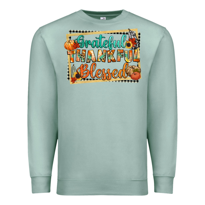Thankful Grateful Blessed Premium Sweatshirt by CowGirlArtShop | Teevron