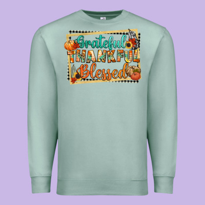 Thankful Grateful Blessed Premium Sweatshirt Designed By Cowgirlartshop