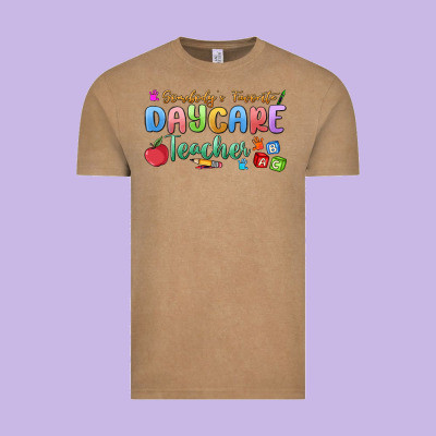 Somebody's Favorite Daycare Teacher Vintage Tee Designed By Maliassmallbusiness