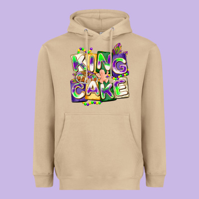 King Cake Mardi Gras Heavyweight Hoodie Designed By Cowgirlartshop