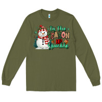 Army Green tis the season to sparkle snowman Long Sleeve Tee - MaliasSmallBusiness