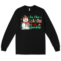 Black tis the season to sparkle snowman Long Sleeve Tee - MaliasSmallBusiness