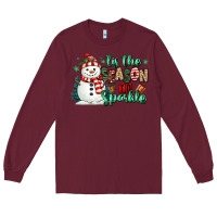 Burgundy tis the season to sparkle snowman Long Sleeve Tee - MaliasSmallBusiness