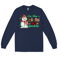 Navy tis the season to sparkle snowman Long Sleeve Tee - MaliasSmallBusiness