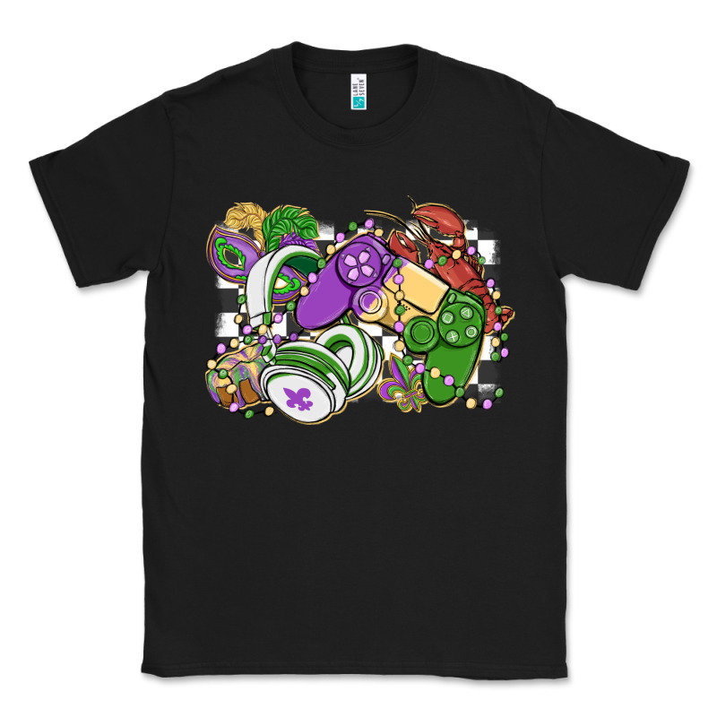 Gamer Mardi Gras Game Controller Classic Tee by MaliasSmallBusiness | Teevron
