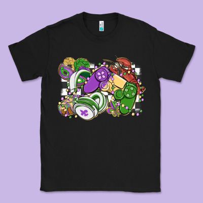 Gamer Mardi Gras Game Controller Classic Tee Designed By Maliassmallbusiness