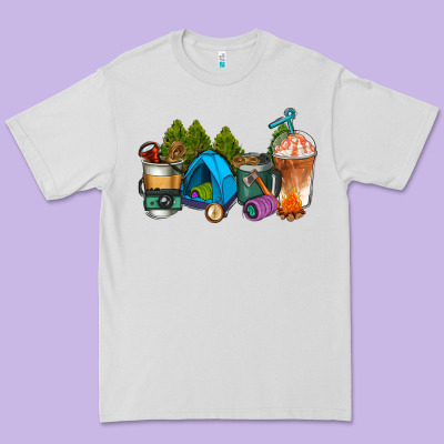 Camp Coffee Cups Ado Premium Tee Designed By Adodesignshop