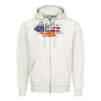 Oatmeal Heather God Bless The USA Zipper Hoodie - Bettercallsaul