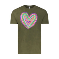 Vintage Olive valentine's day colorful heart Vintage Tee - MaliasSmallBusiness