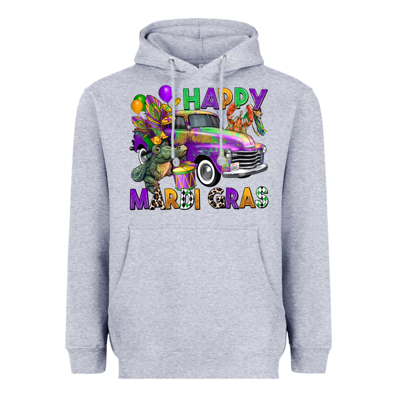 Happy Mardi Gras Truck Heavyweight Hoodie by CowGirlArtShop | Teevron