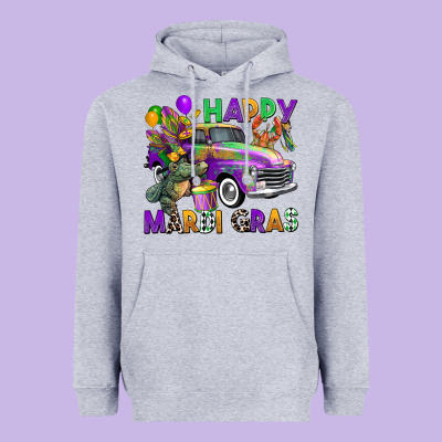 Happy Mardi Gras Truck Heavyweight Hoodie Designed By Cowgirlartshop