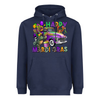 Navy happy mardi gras truck Heavyweight Hoodie - CowGirlArtShop