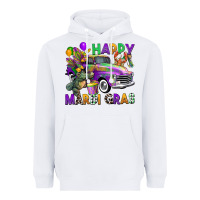 White happy mardi gras truck Heavyweight Hoodie - CowGirlArtShop