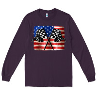 Plum American Racing Flag Long Sleeve Tee - JahusDesignShop