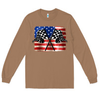 Toasted Coconut American Racing Flag Long Sleeve Tee - JahusDesignShop