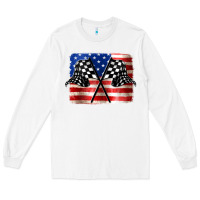 White American Racing Flag Long Sleeve Tee - JahusDesignShop