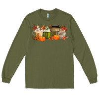 Army Green pumpkin spice Long Sleeve Tee - MaliasSmallBusiness