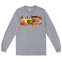 Heather Grey pumpkin spice Long Sleeve Tee - MaliasSmallBusiness