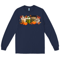 Navy pumpkin spice Long Sleeve Tee - MaliasSmallBusiness