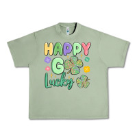 Oil Green happy go lucky Urban Heavy Tee - MaliasSmallBusiness