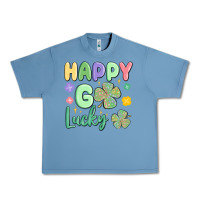 Pebble Blue happy go lucky Urban Heavy Tee - MaliasSmallBusiness