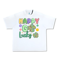 White happy go lucky Urban Heavy Tee - MaliasSmallBusiness
