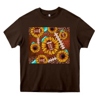 Chocolate Brown football leopard sunflower Heavy Core Tee - JahusDesignShop