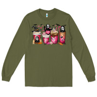 Army Green Scream Coffee Cups Long Sleeve Tee - MaliasSmallBusiness