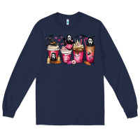 Navy Scream Coffee Cups Long Sleeve Tee - MaliasSmallBusiness