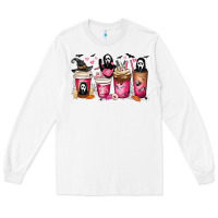 White Scream Coffee Cups Long Sleeve Tee - MaliasSmallBusiness