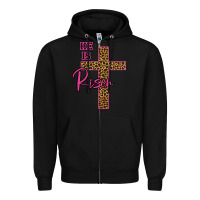 Black He Is Risen Leopard Zipper Hoodie - Bettercallsaul