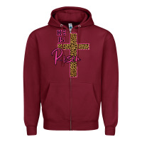 Burgundy He Is Risen Leopard Zipper Hoodie - Bettercallsaul