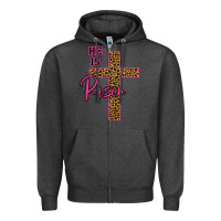Charcoal Heather He Is Risen Leopard Zipper Hoodie - Bettercallsaul